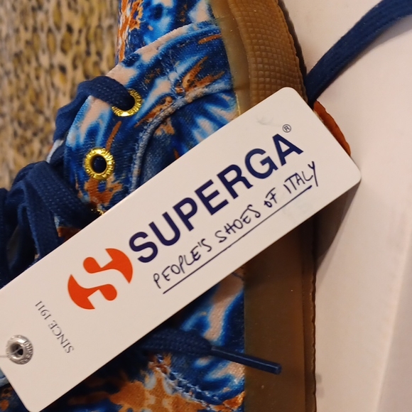 SUPERGA ITALIAN SHOES VELVET BROWN/BLUE SIZE 8.5 WOMENS 7 MENS. - Picture 3 of 9